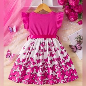 NWT Girls Fushia and White Sleeveless Sundress with Ruffled Tiers.